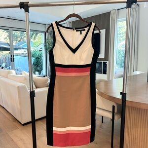 White House Black Market Colorblock V-Neck Sheath Dress